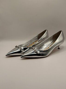 Sam EdelmanWomen's Kaya 2 Silver Pointy Toe Kitten Heel Sz 6.5